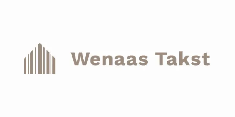 Wenaas Takst-logo med vertikale linjer og tekst.