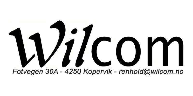 wilcom renhold logo med kontaktinfo